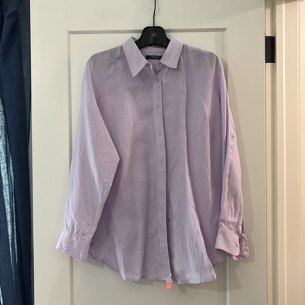Ralph Lauren Purple Dress Shirt Lightweight  linen